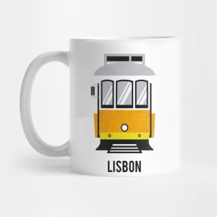 Lisbon tram // spot illustration // white background lemon lime and marigold transport Mug